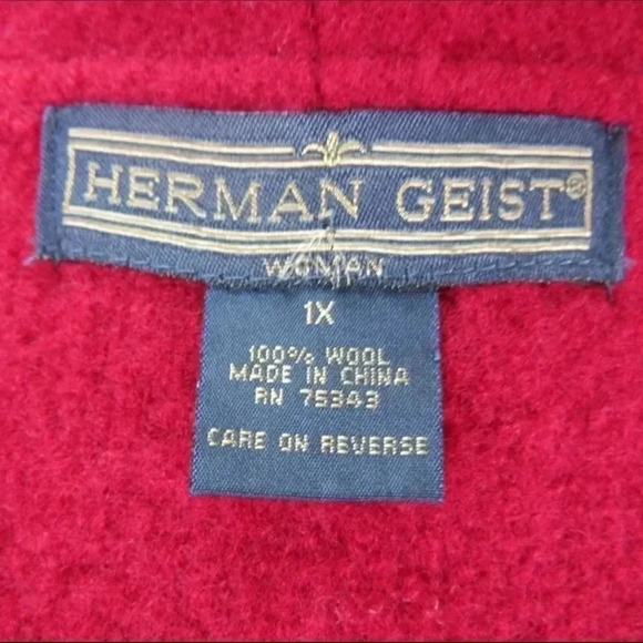 Herman Geist Plus Size Red Wool Jacket Cardigan 1X - Picture 3 of 6